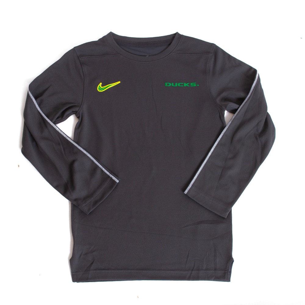 Youth Anthracite Nike Coaches UV Protection Sideline24 Ducks Long Sleeve T Shirt